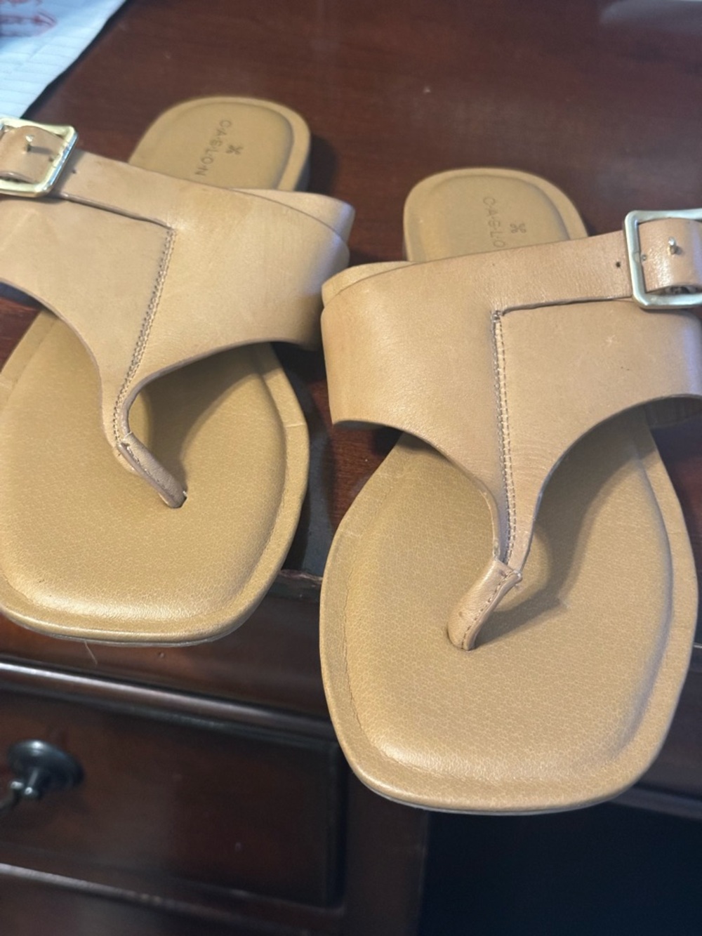 Caslon | Tan Buckle Toe-Post Sandals - Women’s 9 - Picture 9 of 11